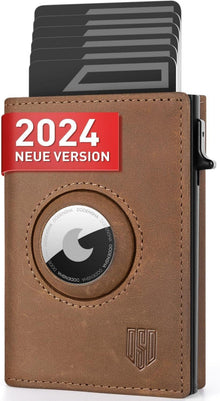 Retro RFID 10 Karten Wallet Herren mit Münzfach Vintage Braun