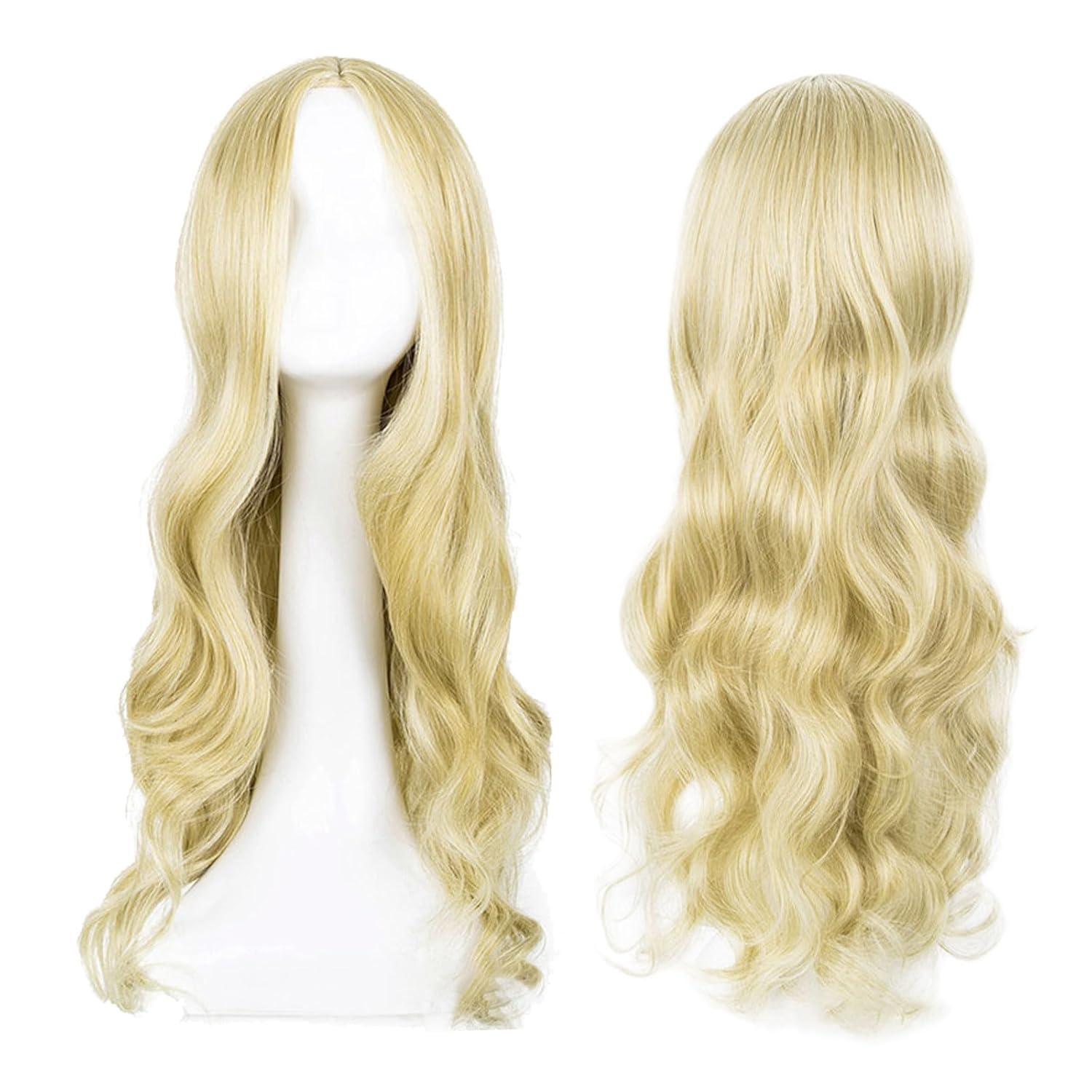 Lange Hellblonde gewellte Perücke Damen 27’’ Lockige Hitzebeständige