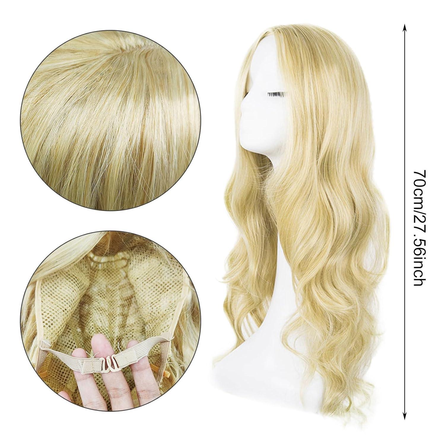 Lange Gewellt Hellblond Perücke für Frauen