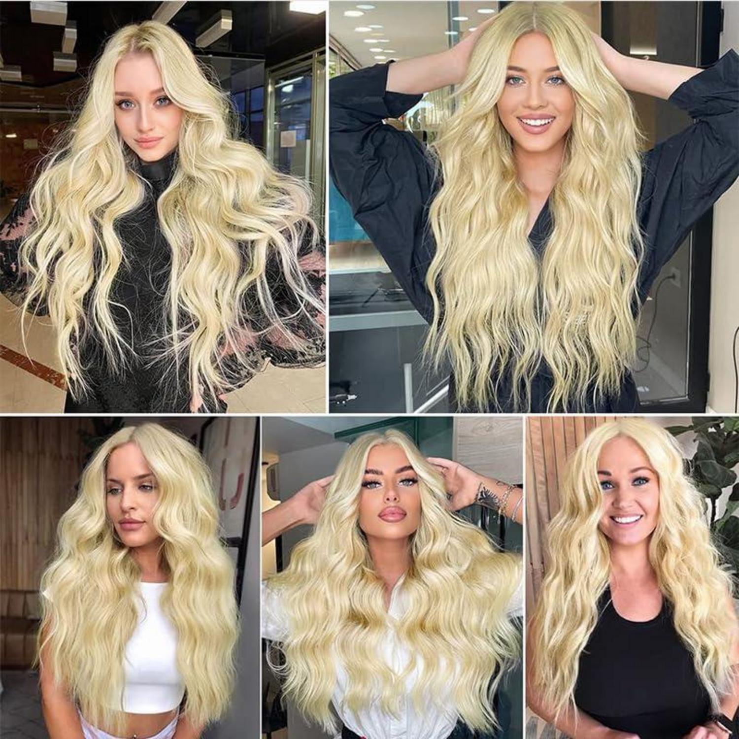 Hellblonde lange lockige Perücke 27’’ für Frauen Mädchen volles Haar