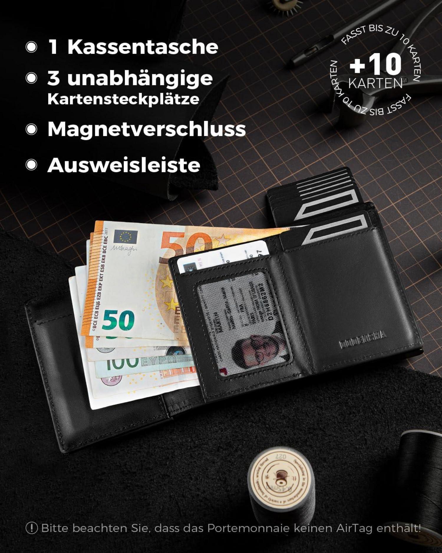 Herren RFID Geldbörse Airtag Wallet Slim Schwarz