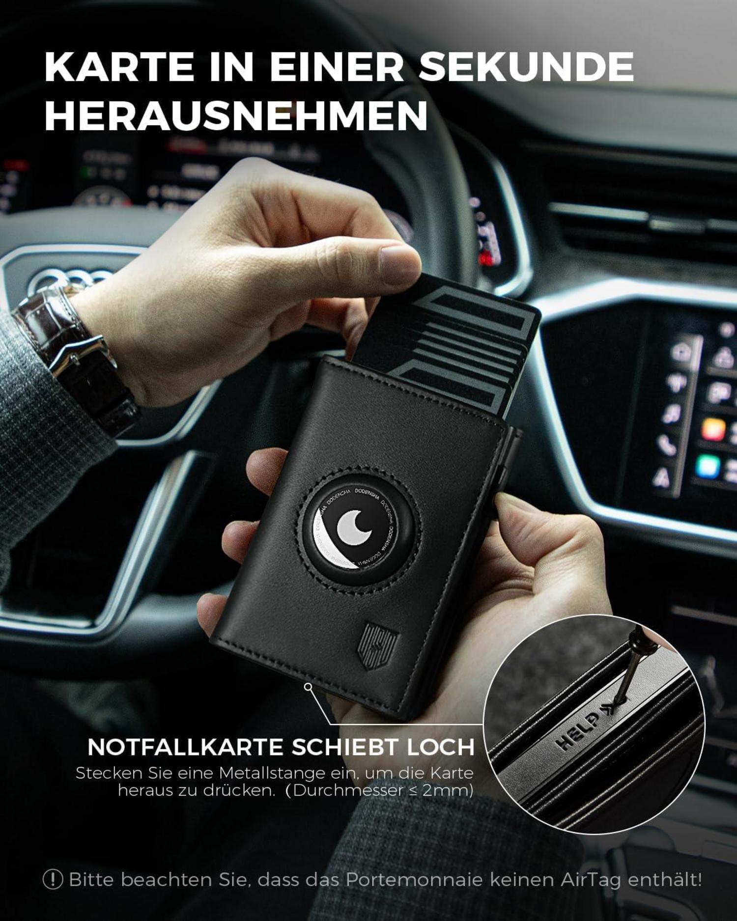 DODENSHA® AirTag Wallet RFID Schutz Geldbörse Münzfach Kartenetui Slim Wallet Schwarz
