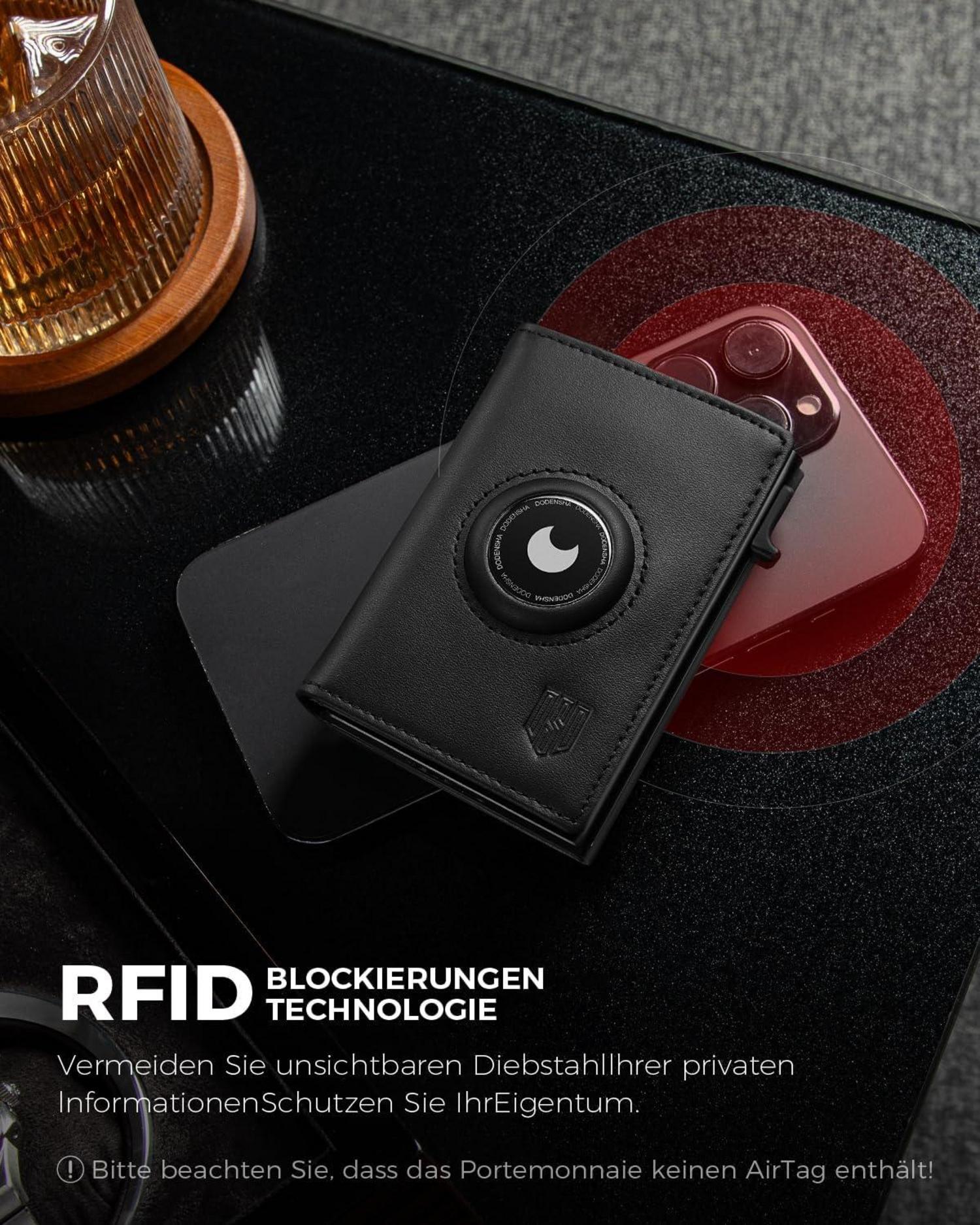 Hochwertige RFID Herren Geldbörse Wallet Airtag Münzfach Schwarz