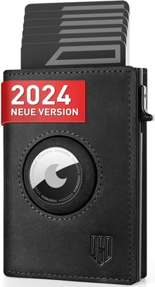 Airtag Wallet Herren RFID Kartenetui Smart Wallet Münzfach Schwarz