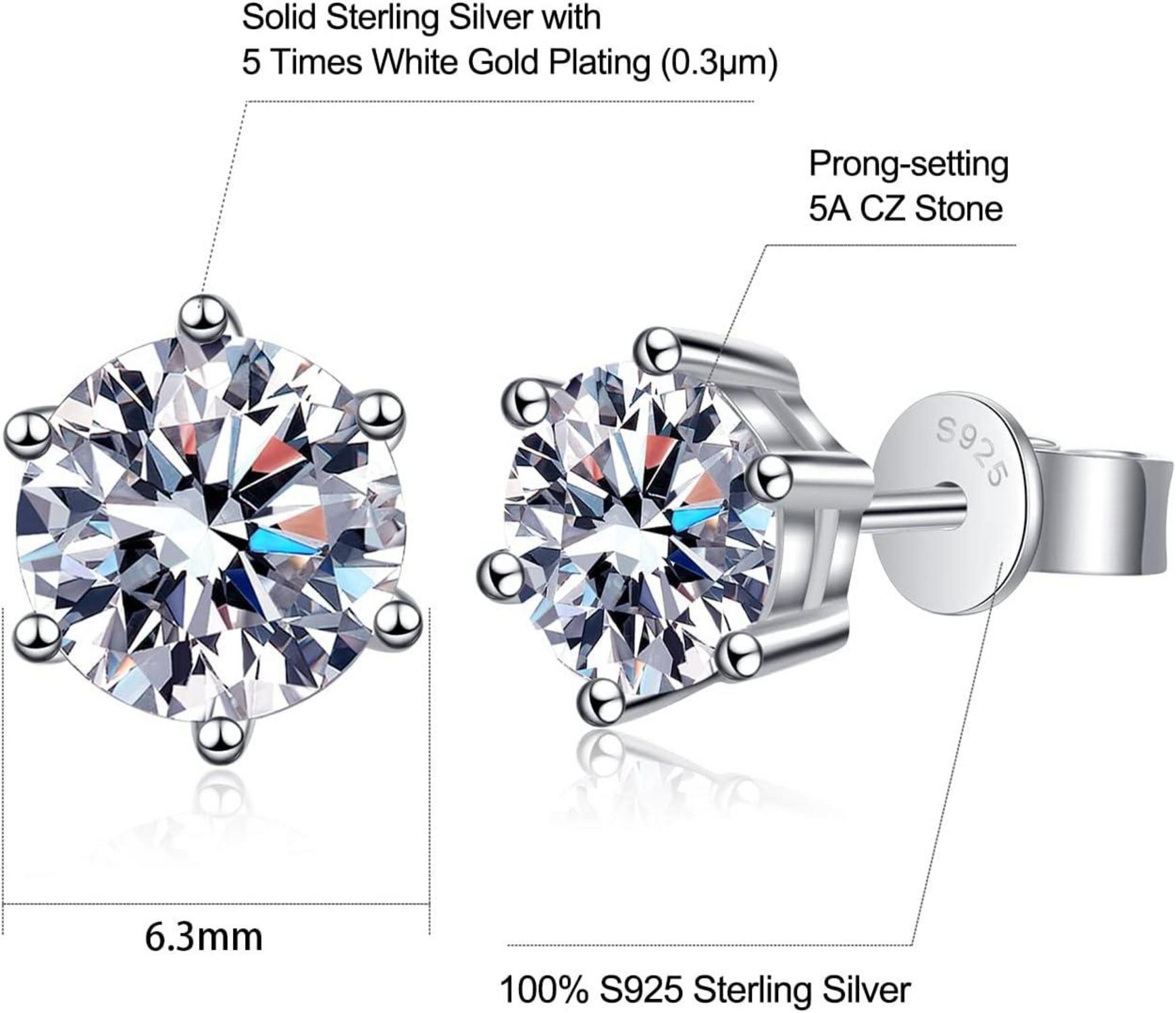 Zirkonia Damen Ohrstecker 925 Silber Ohrringe, Weißgold