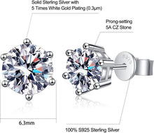 Zirkonia Damen Ohrstecker 925 Silber Ohrringe, Weißgold