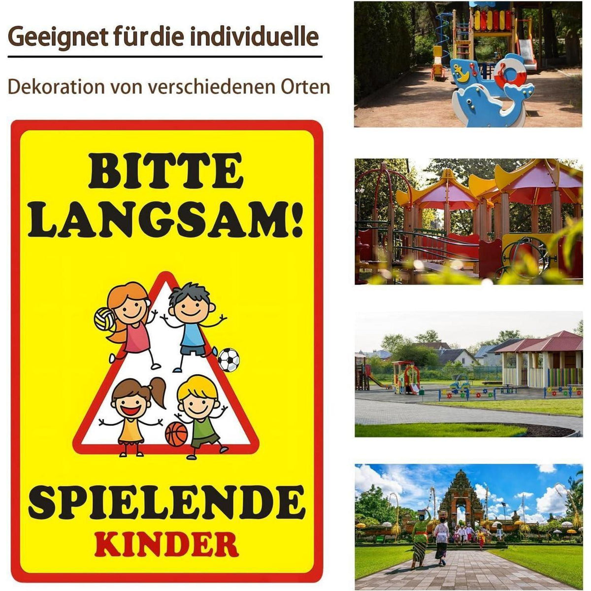 Kinderspielplatz Warnschild "Bitte langsam fahren" Metall