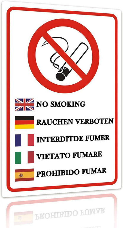 Metallschild Rauchen verboten mehrsprachiges Deko-Zeichen
