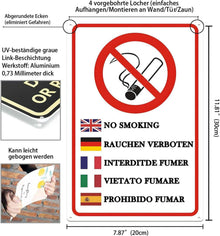 Rauchen verboten Metallschild mehrsprachiges Rauchverbot