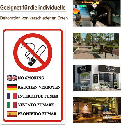 Rauchen verboten Metall Schild mehrsprachiges Rauchverbot Zeichen