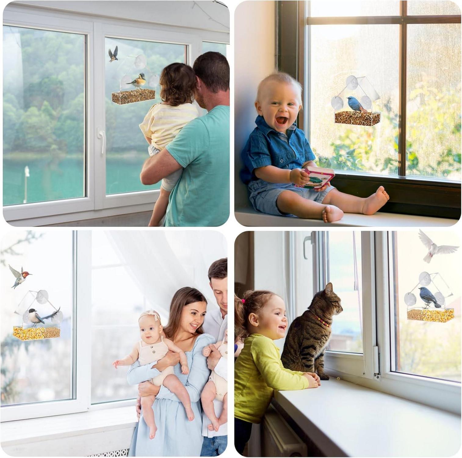 Vogelfutterhaus Fenster Acryl Bird Feeder 15x15x6.3cm für Meisen