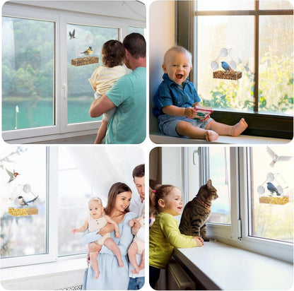 Vogelfutterhaus Fenster Acryl Bird Feeder 15x15x6.3cm für Meisen