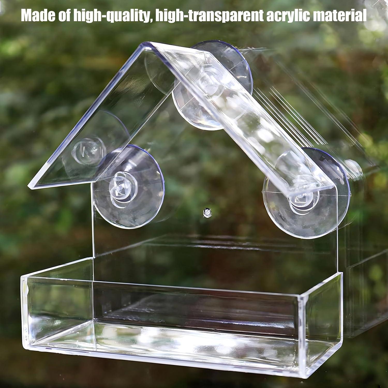 Vogelfutterhaus Fenster Acryl Transparent Bird Feeder 15x15cm