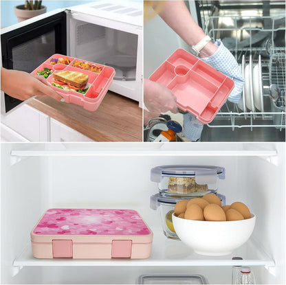 Brotdose Lunchbox Kinder Bento-Box 1300ml Auslaufsicher 5 Fächern Rosa