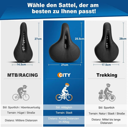 Fahrradsattel Herren Damen Memory-Schaum ergonomisch MTB Gravel Ebike