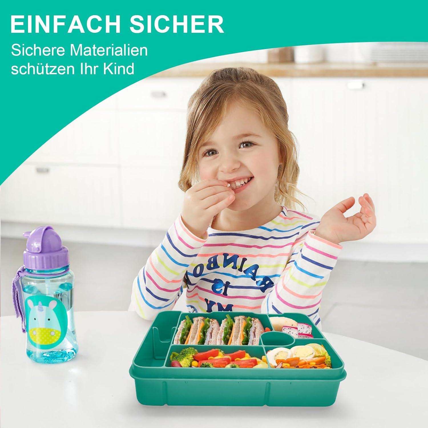 Brotdose mit Fächern 1300ml Auslaufsichere Bento-Box Kinder-Lunchbox