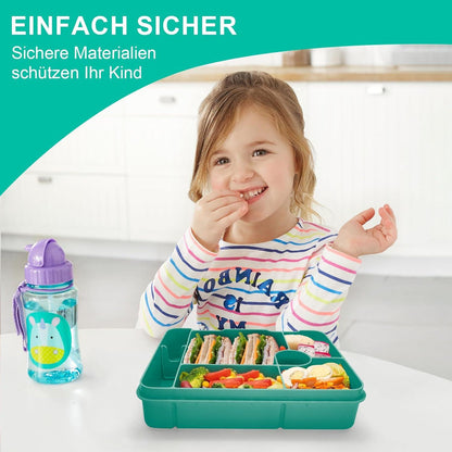 Brotdose mit Fächern 1300ml Auslaufsichere Bento-Box Kinder-Lunchbox