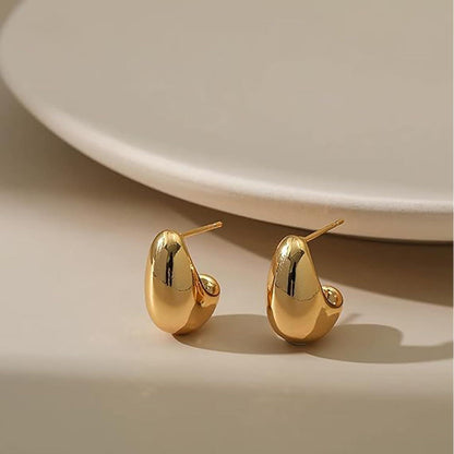 Chunky Gold Hoop Ohrringe Tropfen Creolen 14K Vergoldet Hajowoo