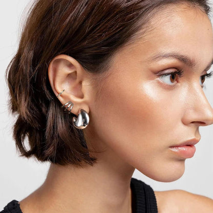 Chunky Gold Hoop Ohrringe Tropfen Creolen 14K Vergoldet Hajowoo