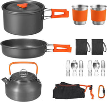 Camping Kochgeschirr Set 17-teilig Aluminium Töpfe Becher Besteck