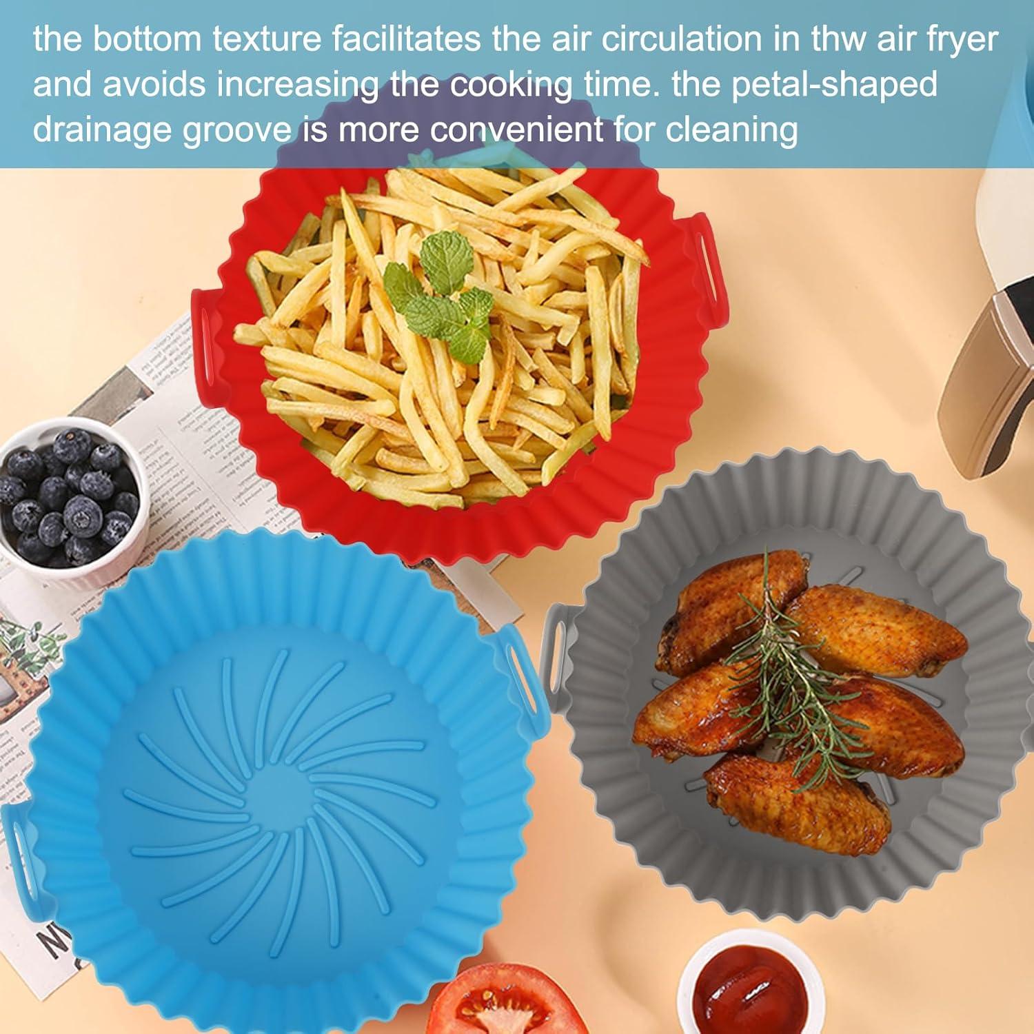 3er Set Silikonform für Heißluftfritteuse 16,5cm Airfryer Silikoneinsatz