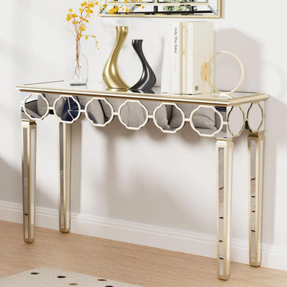 Konsolentisch Spiegelglas Gold Luxus Design 120 cm
