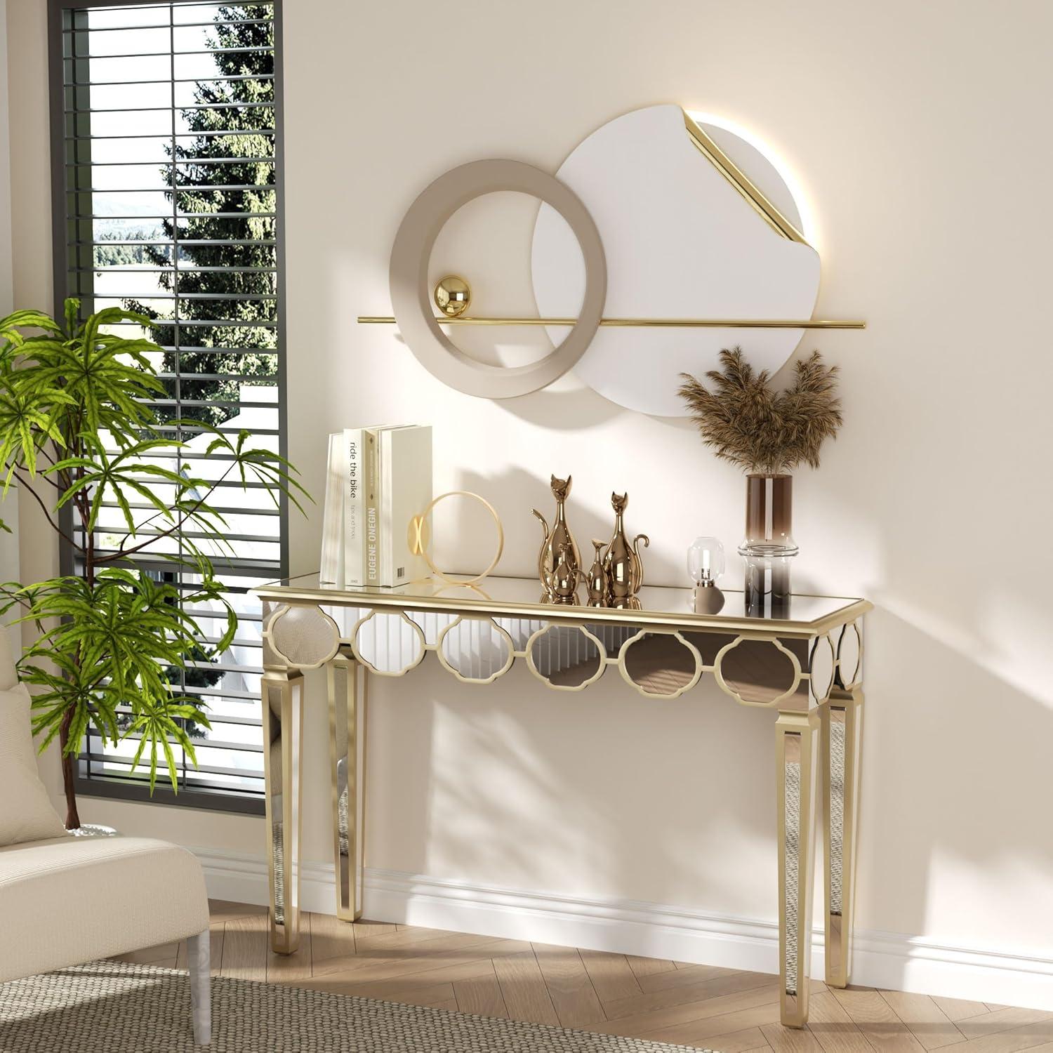 Konsolentisch Spiegelglas Gold Luxus Design 120 cm
