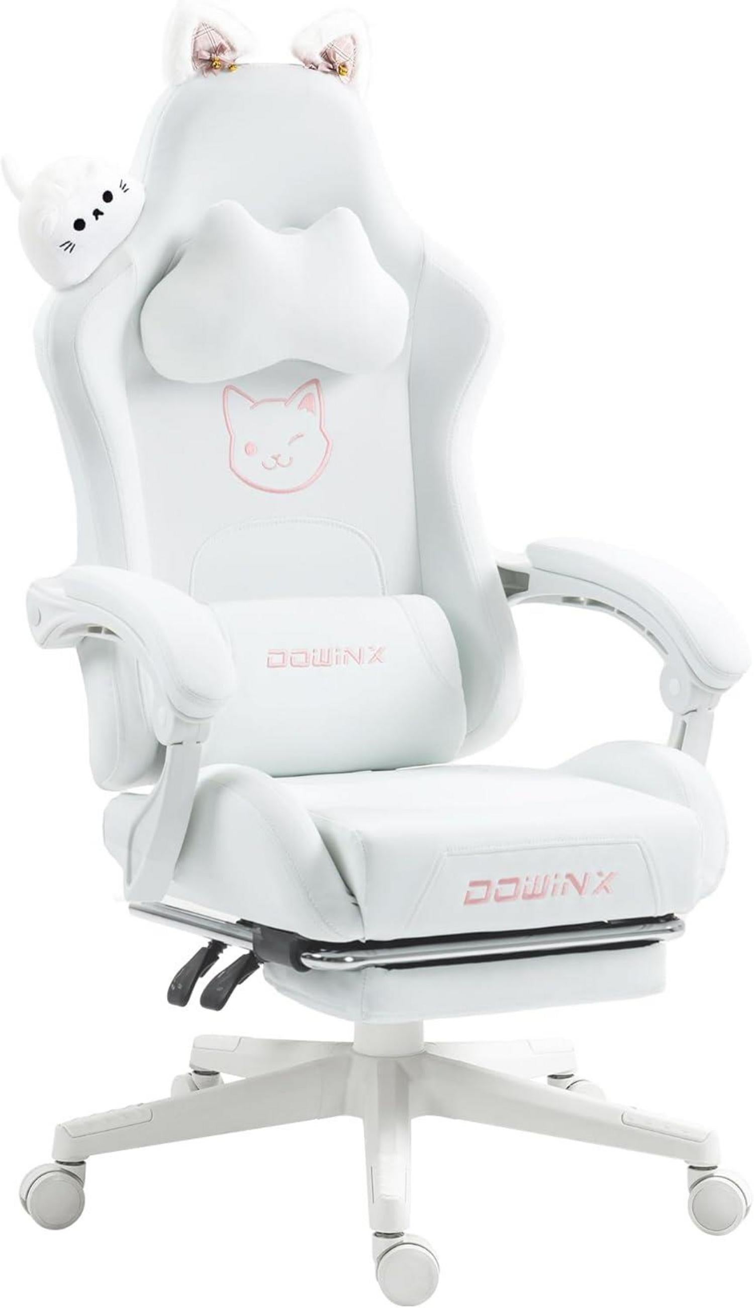 Ergonomischer Gaming Stuhl mit Lendenwirbelstütze und Fußstütze