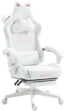 Ergonomischer Gaming Stuhl mit Lendenwirbelstütze und Fußstütze