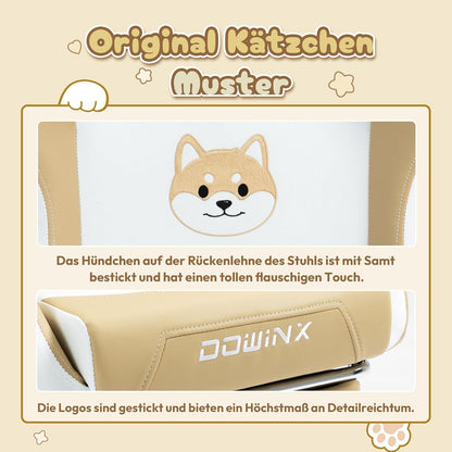 Gaming Stuhl Hund Edition Ergonomisch Hoher Rücken Lendenwirbelstütze