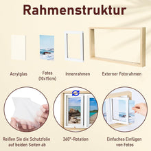 Drehbarer Bilderrahmen Holz 10x15 cm 6 Fotos Geschenk