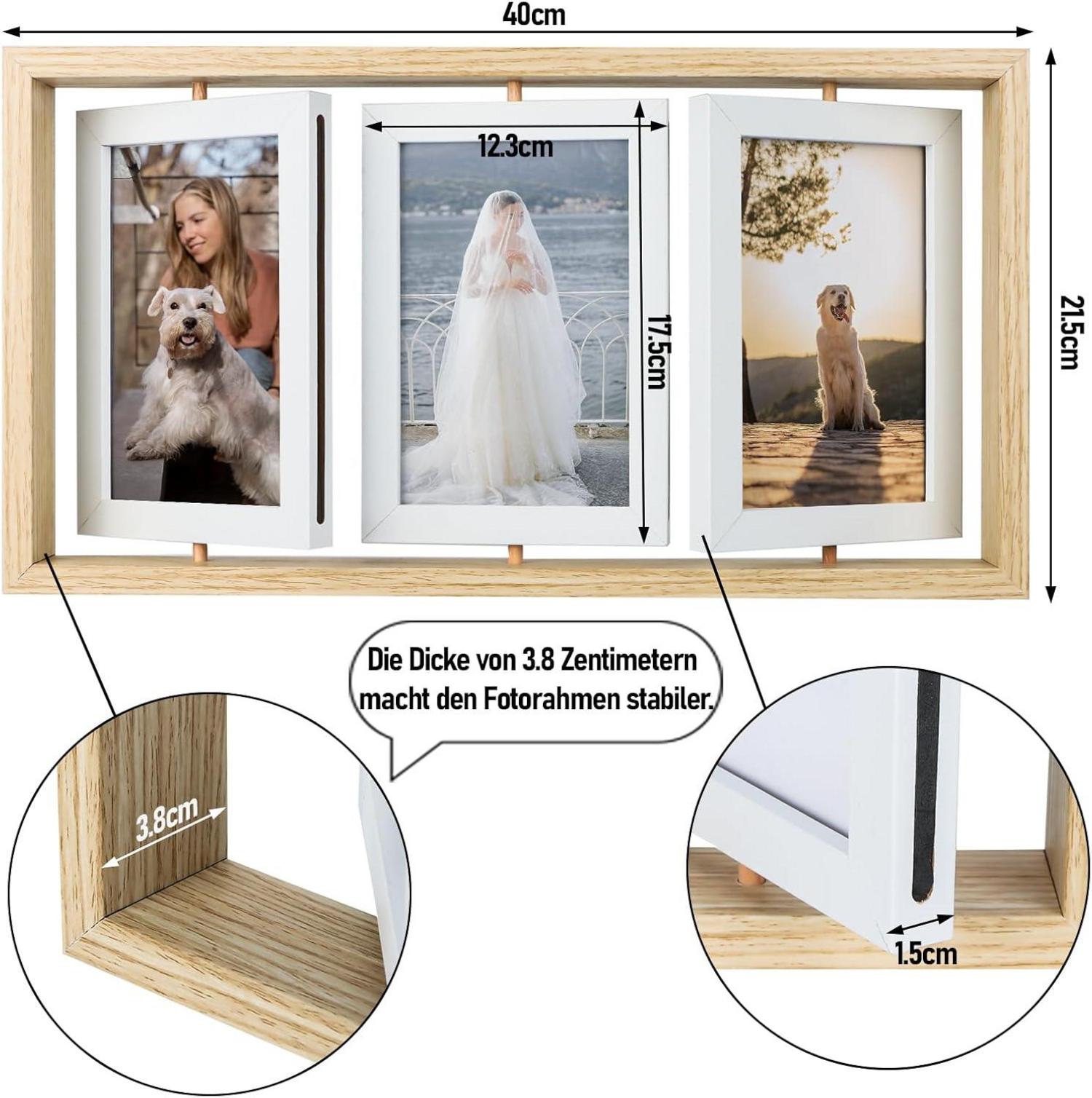 Drehbarer Holz Bilderrahmen 10x15 cm Fotorahmen Geschenk