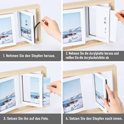 Drehbarer Holz Bilderrahmen 10x15 cm Fotorahmen Geschenk