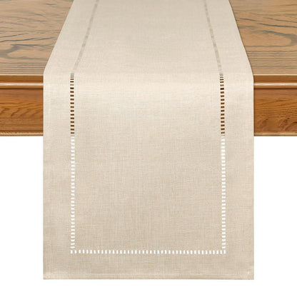Tischläufer Leinenoptik mit Quasten, beige 30x180cm