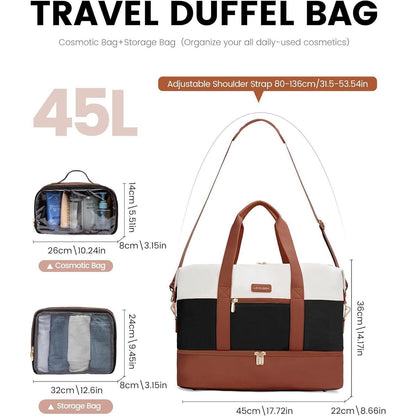 Reisetasche Damen mit Schuhfach & Nassfach, Handgepäck für Flugzeug