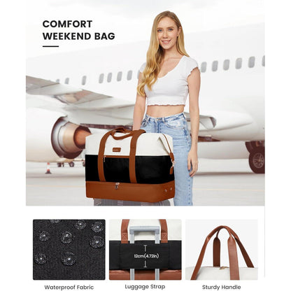 Reisetasche Damen mit Schuhfach & Nassfach, Handgepäck für Flugzeug