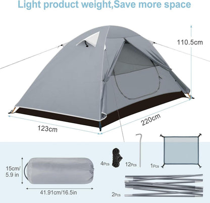 Ultraleichtes Camping Zelt 2-3 Personen Wasserdicht UV-Schutz Aluminium