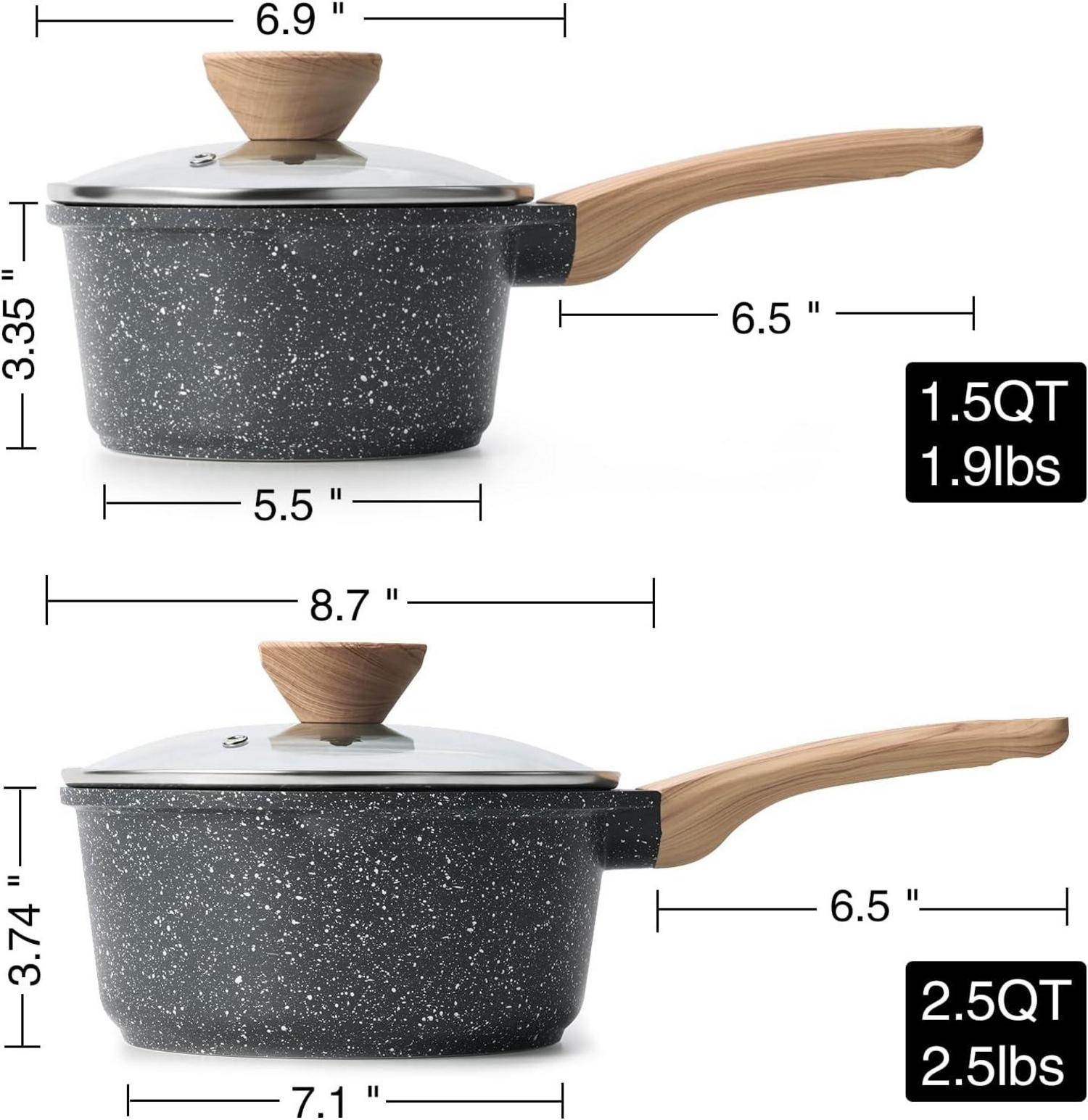 Kasserollenset 1,5L & 2,5L Granit-Beschichtung & Ausgießer - Antihaft