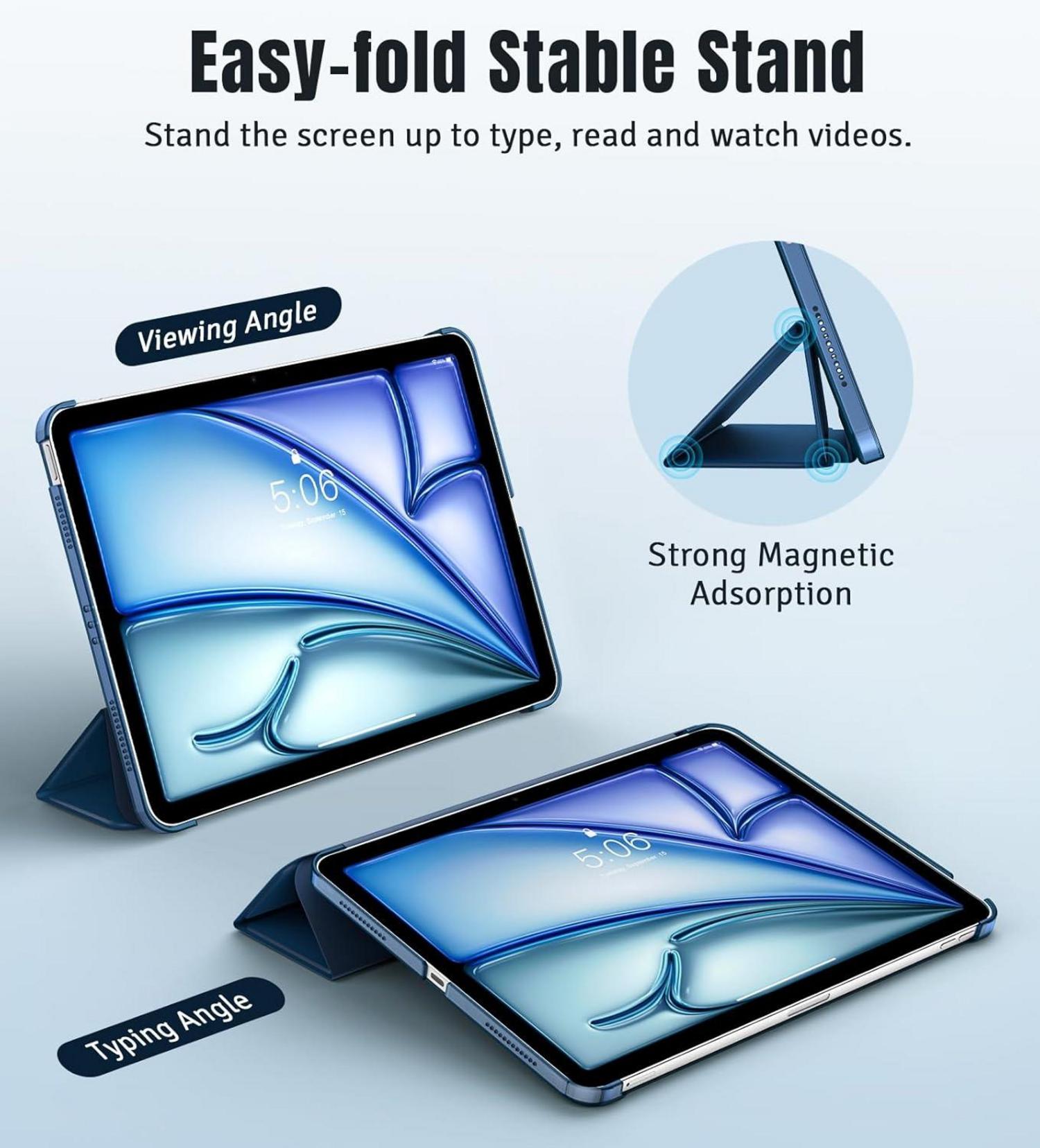 TiMOVO iPad Air 11 Zoll Hülle 2024 Generation Grau Blau