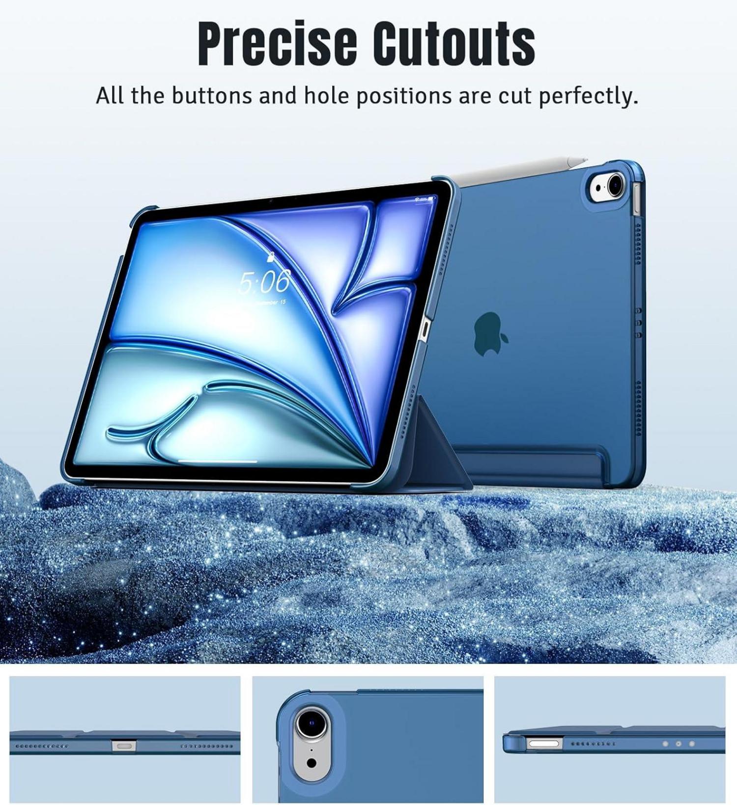 iPad Air 11 Zoll Hülle 2024 Schlank Transparent Grau Blau