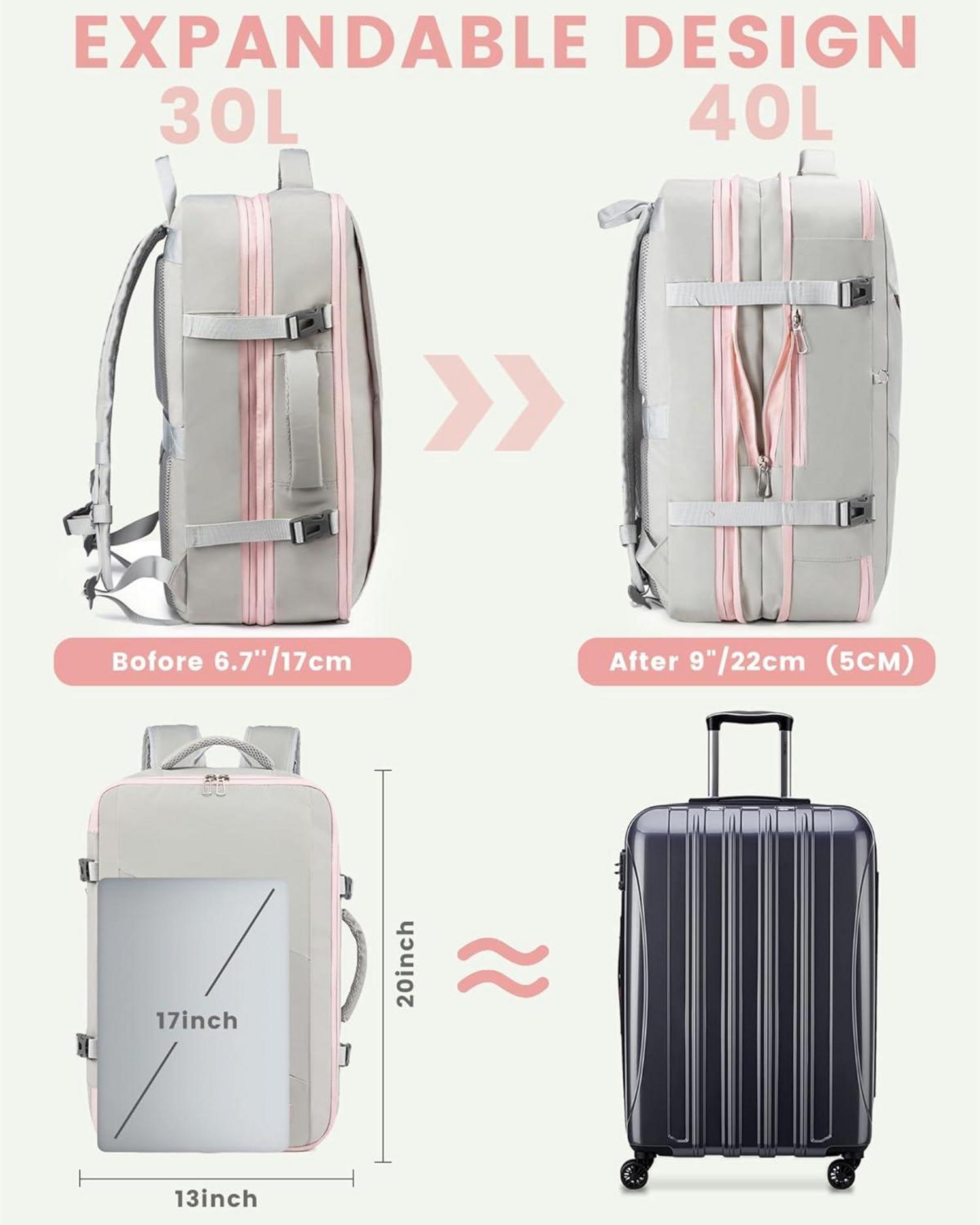 Handgepäck Rucksack Business Damen Laptop 17 Zoll Grau