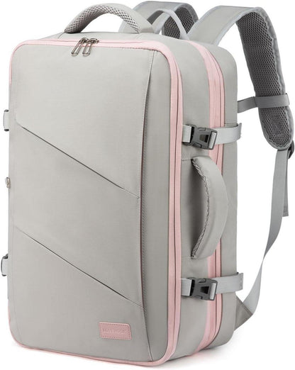 Business Reiserucksack Handgepäck Damen 17 Zoll Laptop Rosa Grau