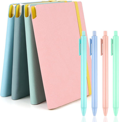 Notizbuch Set A6 4 Mini Notizbücher mit Gelstiften