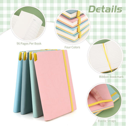 YiliYa A6 Notizbuch Set 4 Mini Notizbücher Gelstiften Lesezeichenband