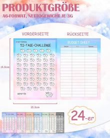 Sugeru Budget Planner A6 Spar Challenge Zubehör 24pcs