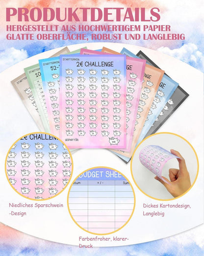 Budget Planner Deutsch-A6 Spar Challenge Zubehör 24Stk