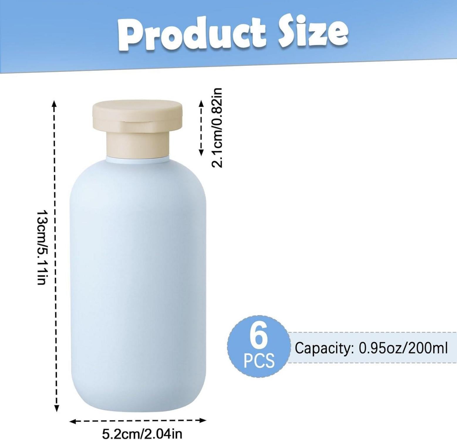 Hejo Nachfüllbare Reiseflaschen Set 200ml Hellblau, Leere