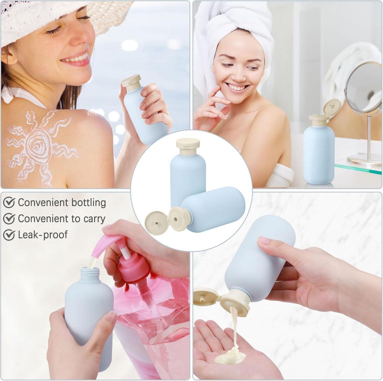 Hejo Nachfüllbare Reiseflaschen Set 200 ml Shampoo Behälter Hellblau