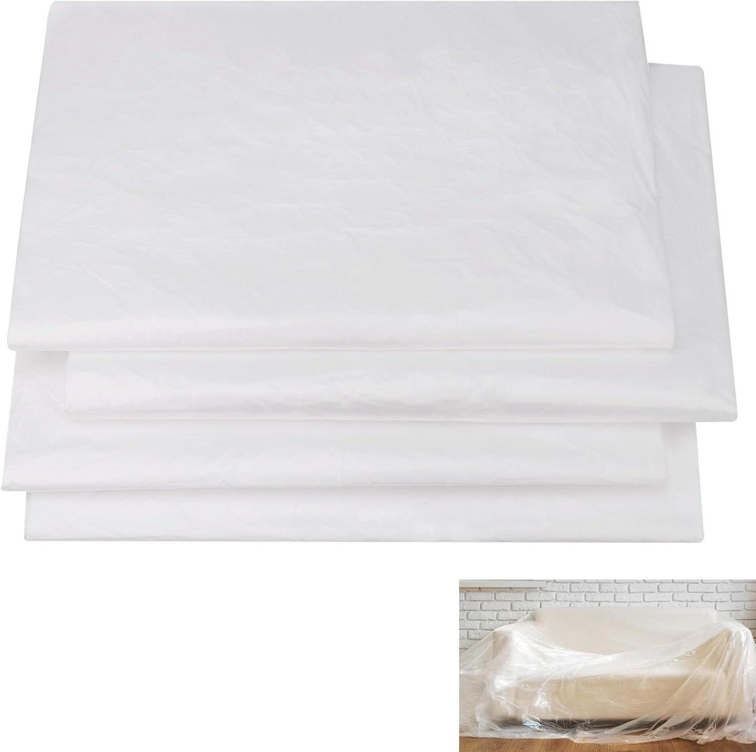 Abdeckfolie Maler 4er Set 4×5m Starke Malerfolie Transparente Baufolie