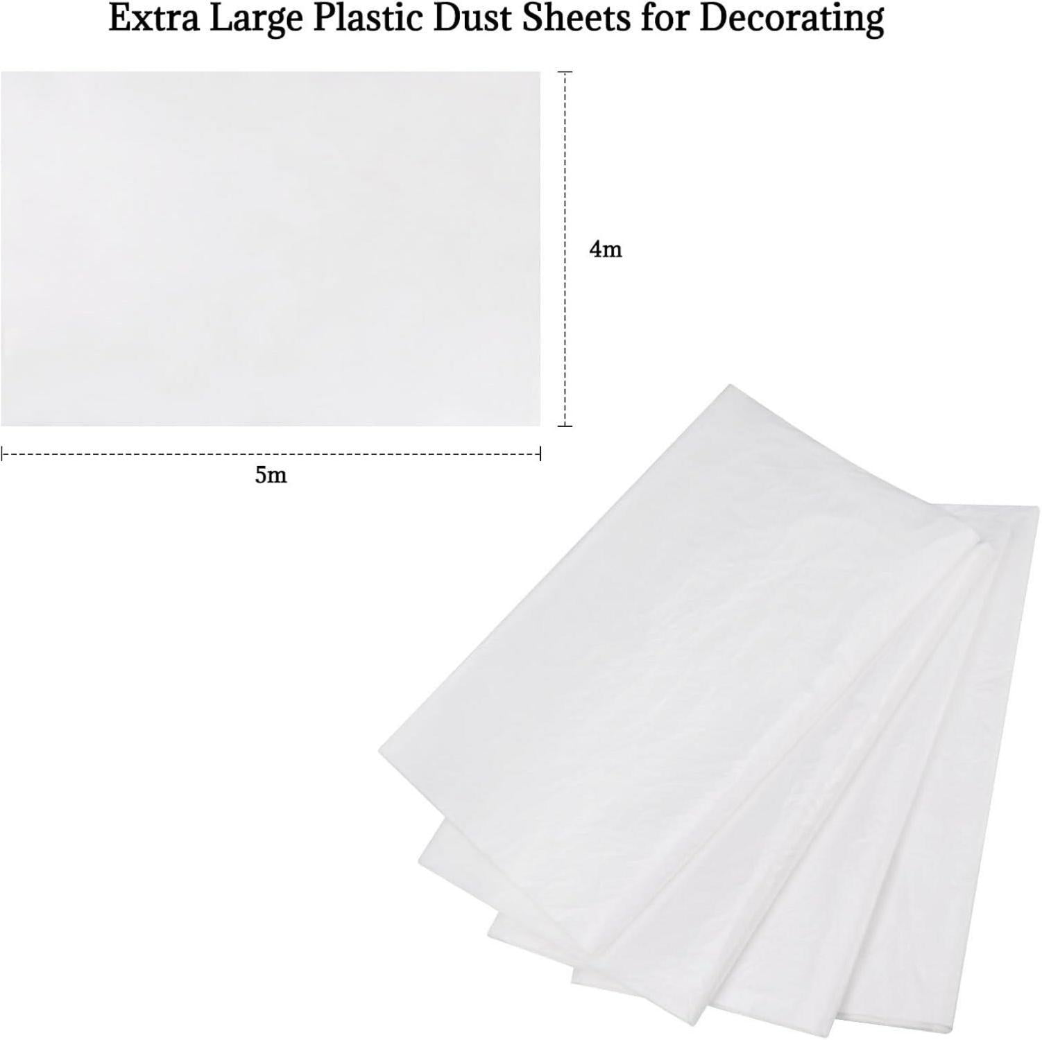4er Set Transparente Malerfolie 4×5m Starke PE Abdeckplane Renovierung